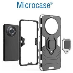 Microcase Realme 11 Pro 5G Batman Serisi Yüzük Standlı Armor Kılıf Siyah -AL3349