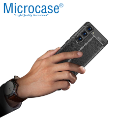 Microcase Samsung Galaxy S25 ile Uyumlu Leather Serisi Deri Efekt Silikon Kılıf - Siyah Al3337