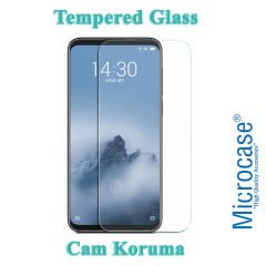 Microcase Meizu 16s Fabrik Serisi Kumaş ve Deri Desen Kılıf - Siyah + Tempered Glass Cam Koruma