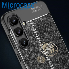 Microcase Samsung Galaxy S25 Plus ile Uyumlu Leather Serisi Deri Efekt Silikon Kılıf - Siyah Al3337