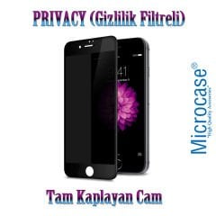 Microcase iPhone SE 2020 Privacy Gizlilik Filtreli Tam Kaplayan Tempered Cam - Siyah