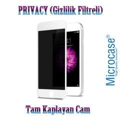 Microcase iPhone SE 2020 Privacy Gizlilik Filtreli Tam Kaplayan Tempered Cam - Beyaz