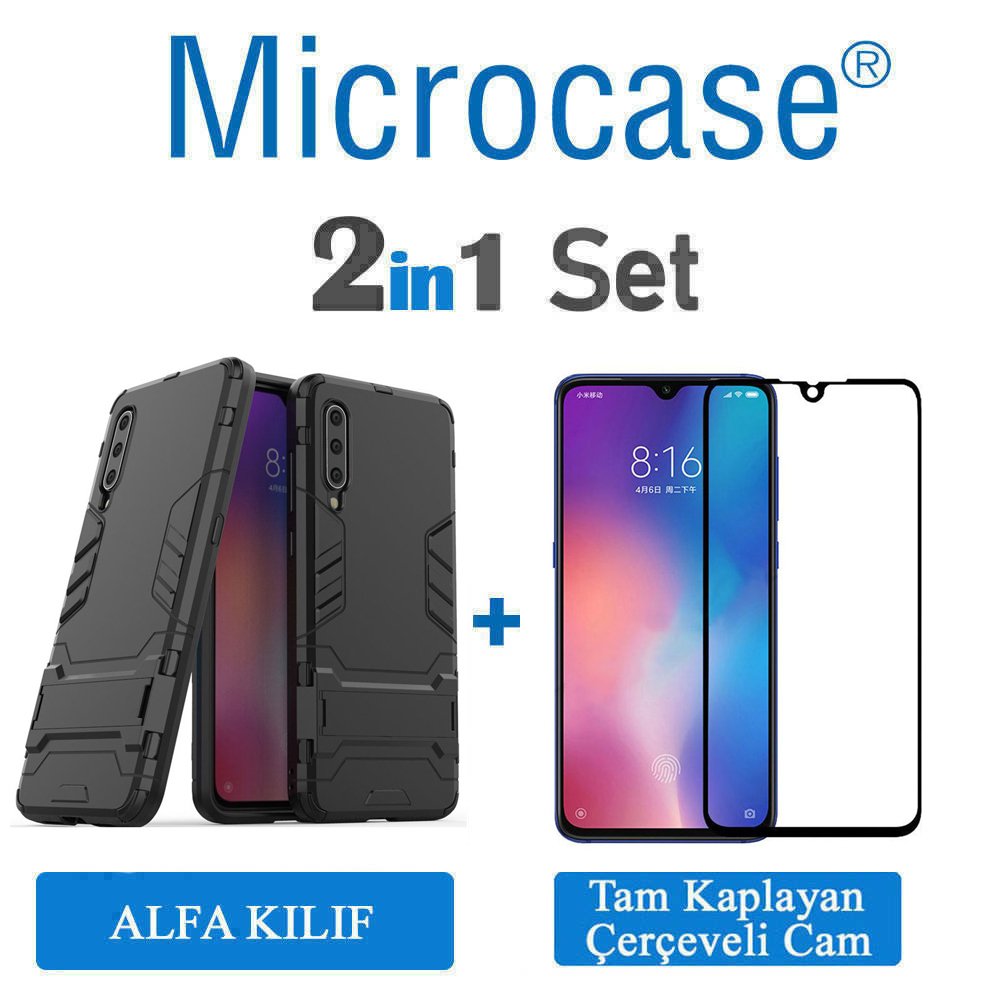 Xiaomi Mi 9 SE Alfa Armor Kılıf + Tam Kaplayan Cam