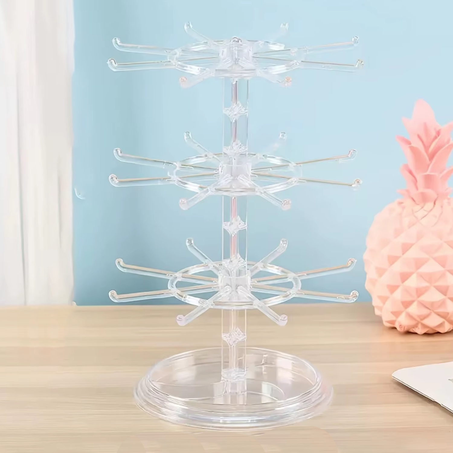 Microcase 3 Katlı Geniş Kapasiteli 360 Derece Döner Başlıklı Takı Aksesuar Standı AL5460