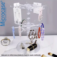 Microcase 3 Katlı Geniş Kapasiteli 360 Derece Döner Başlıklı Takı Aksesuar Standı AL5460