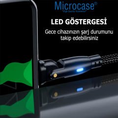 Microcase Type-C  180 Derece Döner Başlıklı  100W Hızlı  Led Işıklı Şarj Kablosu-AL4789