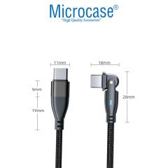 Microcase Type-C  180 Derece Döner Başlıklı  100W Hızlı  Led Işıklı Şarj Kablosu-AL4789