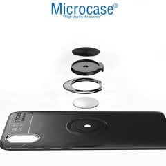 Microcase Vivo Y91i Focus Serisi Yüzük Standlı Silikon Kılıf - Siyah