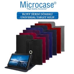 Microcase Amazon Fire HD 10 2019 Roxy Serisi Universal Döner Stand Tablet Deri Kılıf + Nano Esnek Ekran Koruma Filmi Gri