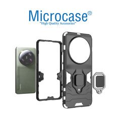 Microcase Xiaomi 13 Ultra   Batman Serisi Yüzük Standlı Armor Kılıf - Siyah AL3349