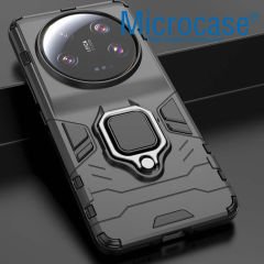 Microcase Xiaomi 13 Ultra   Batman Serisi Yüzük Standlı Armor Kılıf - Siyah AL3349