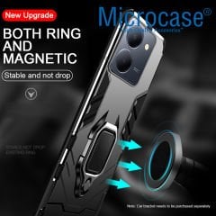 Microcase Vivo Y36  Batman Serisi Yüzük Standlı Armor Kılıf - Siyah AL3349