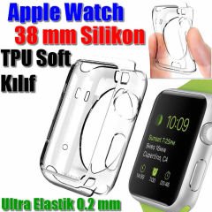 Apple watch 3 S3 Seri 3 38 mm İnce Silikon + Tempered Glass