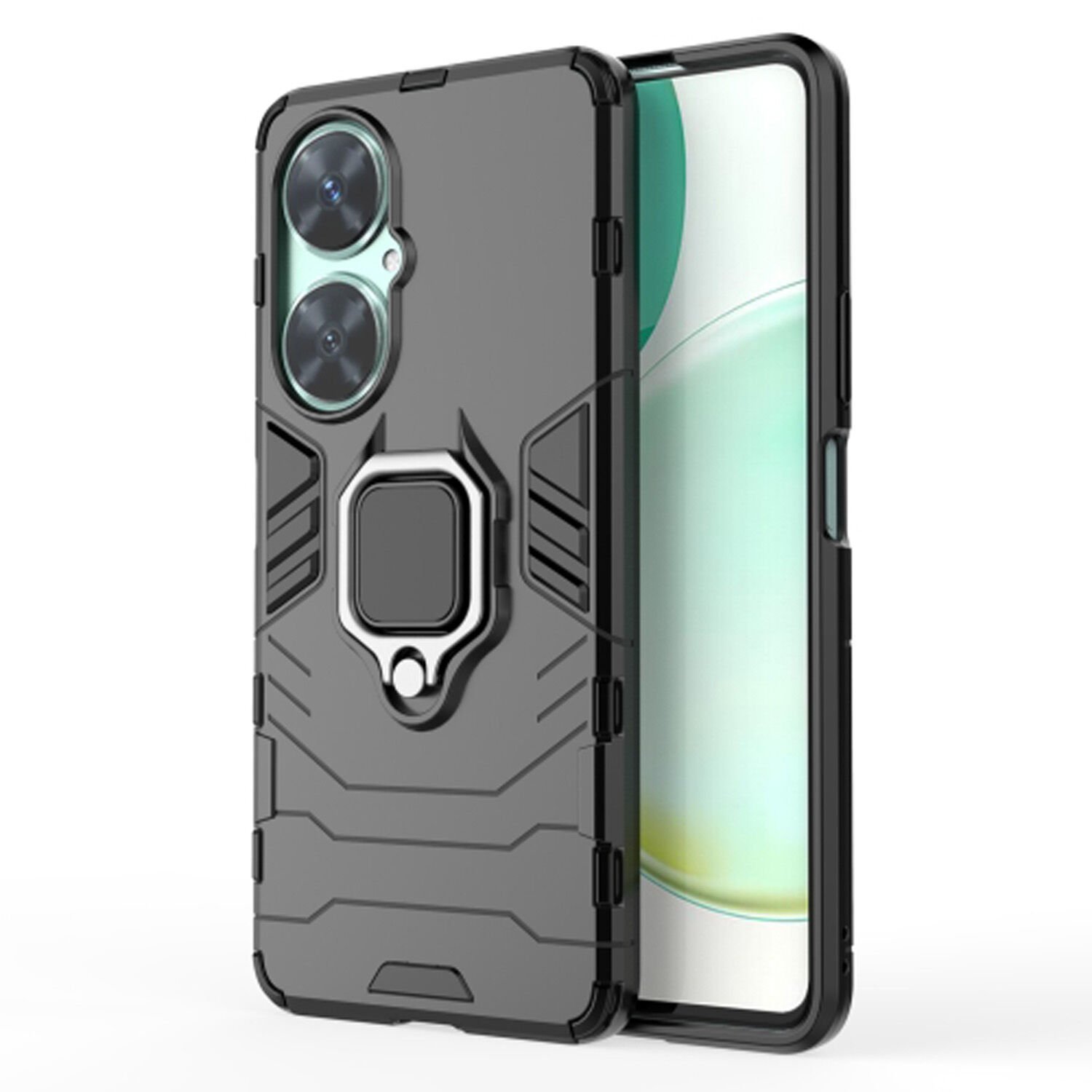 Microcase Huawei Nova 11i Batman Serisi Yüzük Standlı Armor Kılıf - Siyah AL3349