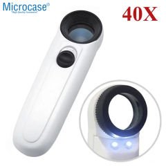 Microcase 40X 21mm Pilli Işıklı El Büyüteç - AL5032