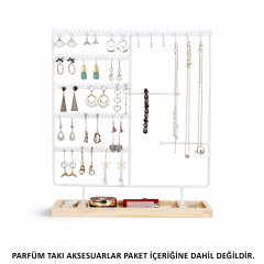 Microcase Ahşap Tabanlı Masaüstü Kolye Küpe Bileklik Takı Aksesuar Organizer Standı AL5462