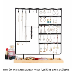 Microcase Ahşap Tabanlı Masaüstü Kolye Küpe Bileklik Takı Aksesuar Organizer Standı AL5462