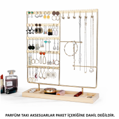 Microcase Ahşap Tabanlı Masaüstü Kolye Küpe Bileklik Takı Aksesuar Organizer Standı AL5462