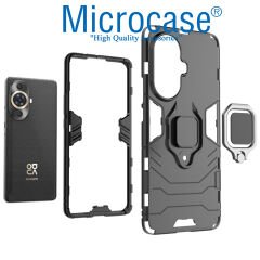 Microcase Huawei Nova 11 Pro Batman Serisi Yüzük Standlı Armor Kılıf - Siyah AL3349