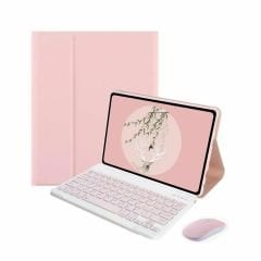 Microcase Honor Pad X8 10.1 inch  Tablet ile uyumlu Bluetooth Klavye ve Mouse + Standlı Kılıf - BKK6 Pembe