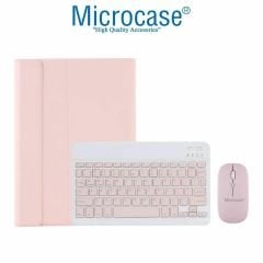 Microcase Honor Pad X8 10.1 inch  Tablet ile uyumlu Bluetooth Klavye ve Mouse + Standlı Kılıf - BKK6 Pembe