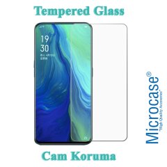 Microcase Oppo Reno 10x Zoom Fabrik Serisi Kumaş ve Deri Desen Kılıf - Siyah + Tempered Glass Cam Koruma