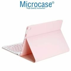 Microcase Samsung Galaxy Tab A7 T500 T505 T507 2020 10.4  Tablet ile uyumlu Bluetooth Klavye ve Mouse + Standlı Kılıf - BKK6 Pembe