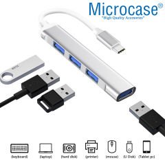 Microcase Type-C To USB 3.0 4 Port Çoklayıcı Hub Aluminyum Slim Kasa - AL3049
