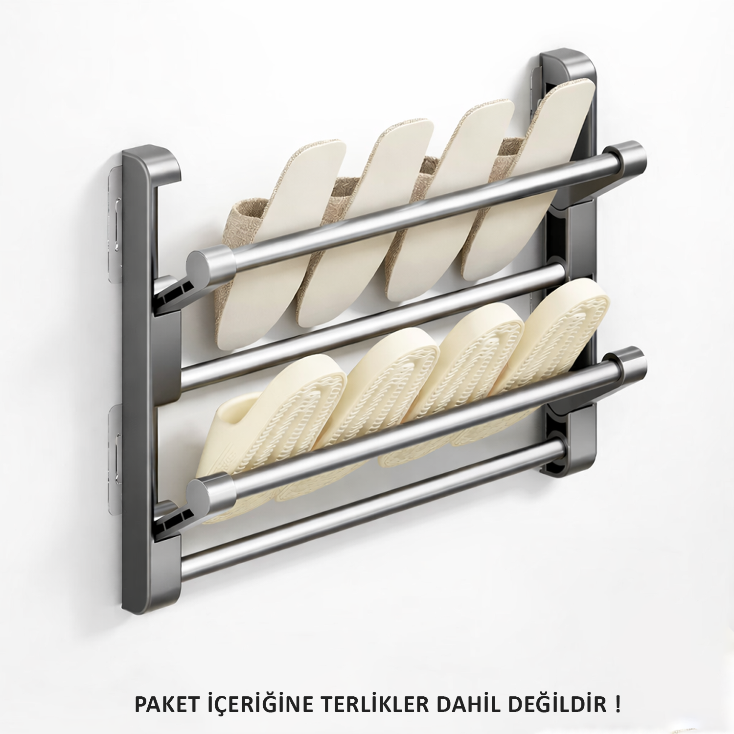 Microcase 2 Bölmeli Metal Duvara Monte Katlanabilir Terlik Ayakkabı Standı 30 CM 1 ADET AL5464