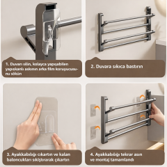 Microcase 2 Bölmeli Metal Duvara Monte Katlanabilir Terlik Ayakkabı Standı 30 CM 1 ADET AL5464