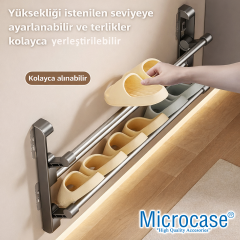 Microcase 2 Bölmeli Metal Duvara Monte Katlanabilir Terlik Ayakkabı Standı 30 CM 2 ADET AL5464