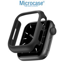 Microcase Apple Watch 7 45mm Önü Açık Sert Slim Rubber Kılıf - I7R2 Siyah