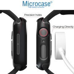 Microcase Apple Watch 7 45mm Önü Açık Sert Slim Rubber Kılıf - I7R2 Siyah