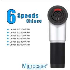 Microcase 6 Kademeli Titreşimli 4 Başlıklı Sporcu Masaj Aleti Masaj Tabancası - AL5170