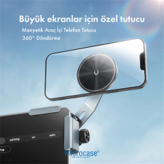 Microcase Araç İçi Multimedya Ekran Yanı Magsafe Uyumlu Güçlü Manyetik Telefon Tutucu, Teleskobik Ayarlanabilir-AL5828