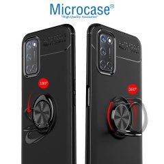 Microcase Oppo A72 Focus Serisi Yüzük Standlı Silikon Kılıf - Siyah