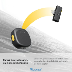 Microcase Kablosuz Çiftli Yaka Mikrofonu Seti - Şarj Kutulu Type-C ve Lightning Uyumlu Gürültü Engelleyici Vlog Mikrofonu-AL5819