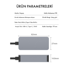 Microcase Alüminyum Gövde 2.5G RJ45 Ethernet Dönüştürücü - USB 3.0 ve Type-C 2'si 1 Arada İnternet Adaptörü-AL5812
