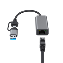 Microcase Alüminyum Gövde 2.5G RJ45 Ethernet Dönüştürücü - USB 3.0 ve Type-C 2'si 1 Arada İnternet Adaptörü-AL5812