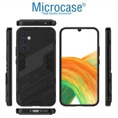 Microcase Samsung Galaxy A54 Matrix Serisi Armor Standlı Perfect Koruma Kılıf - Siyah AL3416