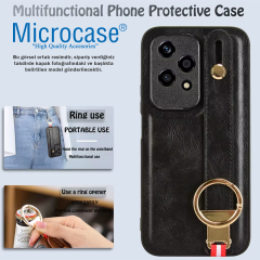 Microcase Honor 200 ile Uyumlu Askılıklı Standlı Deri Kaplama Kılıf-AL5135 Yeşil