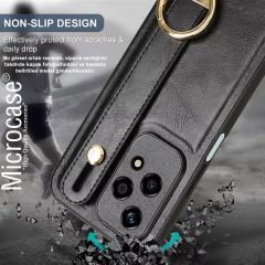 Microcase Honor 200 ile Uyumlu Askılıklı Standlı Deri Kaplama Kılıf-AL5135 Yeşil