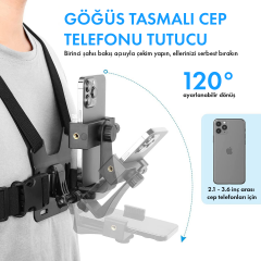 Microcase Aksiyon Kamera ve Telefon Uyumlu Göğüs Askısı - 120° Ayarlanabilir Vlog Çekim Göğüs Aparatı-AL5811