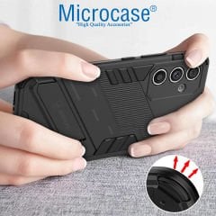 Microcase Samsung Galaxy A34 Matrix Serisi Armor Standlı Perfect Koruma Kılıf - Siyah AL3416