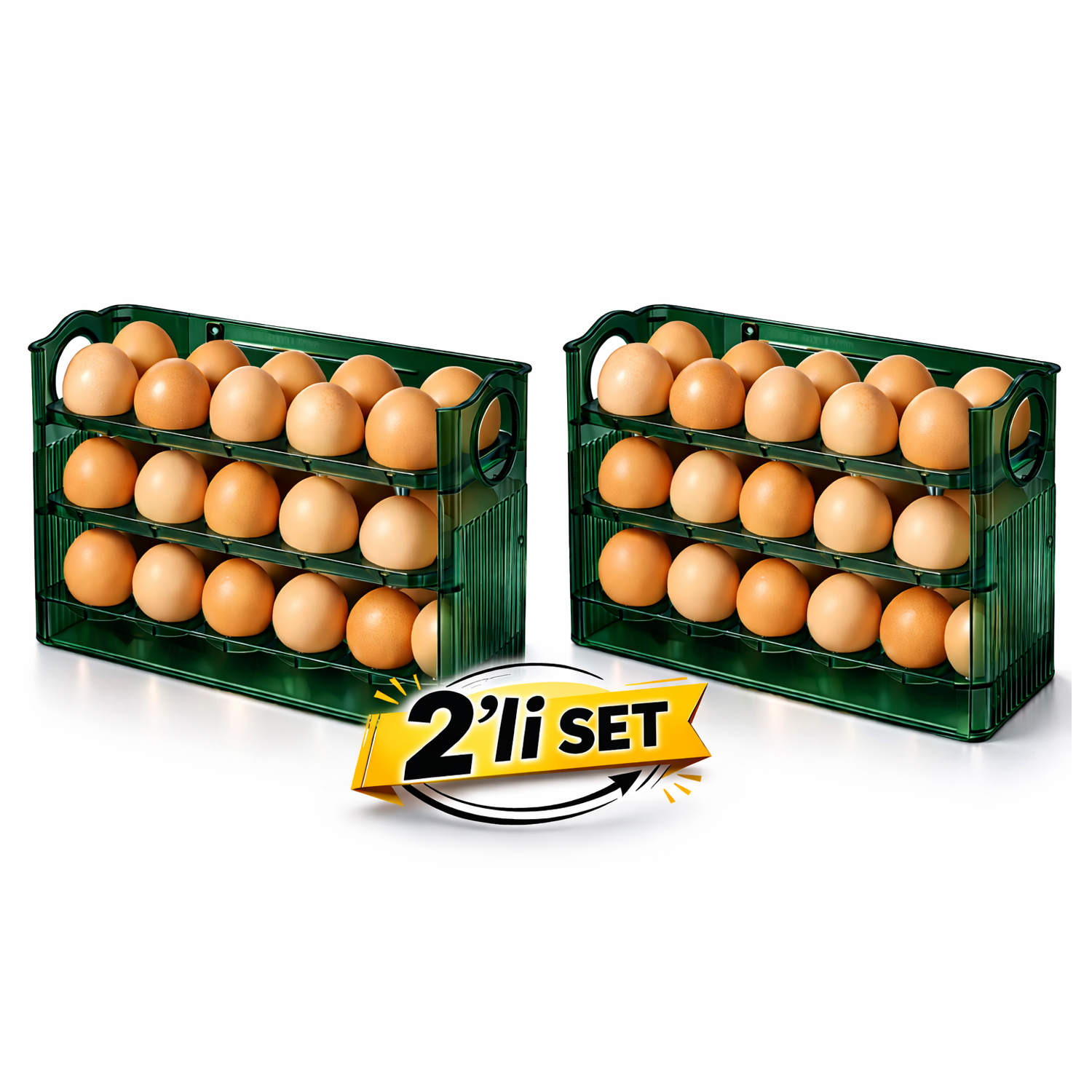 Microcase Sert ABS Plastik Dolapiçi Yumurta Organizer ve Standı Kapaklı Tasarım 2 ADET AL5453