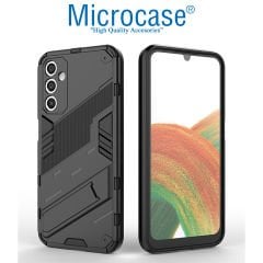 Microcase Samsung Galaxy A14 Matrix Serisi Armor Standlı Perfect Koruma Kılıf - Siyah AL3416