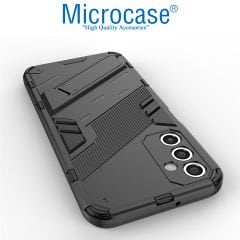 Microcase Samsung Galaxy A14 Matrix Serisi Armor Standlı Perfect Koruma Kılıf - Siyah AL3416