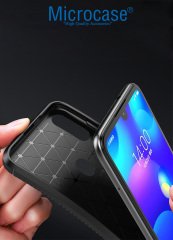 Microcase Xiaomi Mi Play Maxy Serisi Carbon Fiber Silikon Kılıf - Siyah + Tempered Glass Cam Koruma (SEÇENEKLİ)