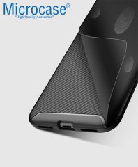 Microcase Xiaomi Mi Play Maxy Serisi Carbon Fiber Silikon Kılıf - Siyah + Tempered Glass Cam Koruma (SEÇENEKLİ)