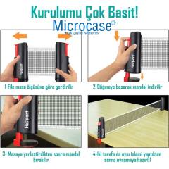 Microcase Teleskopik Taşınabilir Kaymaz Ping Pong Masa Tenisi Filesi Aparatı - AL4890